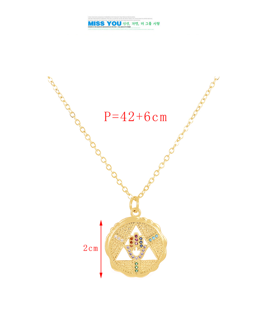 Fashion Gold-4 Bronze Zircon Palm Eye Pendant Necklace,Necklaces