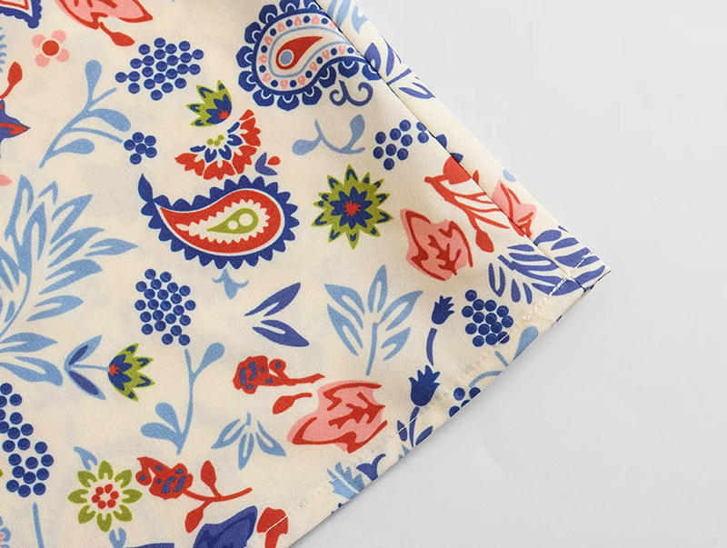 Fashion Printing Printed Lapel Button-down Shirt  Woven,Blouses