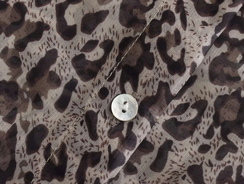 Fashion Leopard Print Chiffon-print Button-up Shirt  Chiffon,Blouses