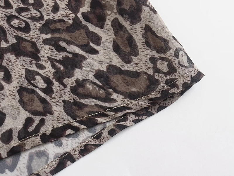 Fashion Leopard Print Chiffon-print Button-up Shirt  Chiffon,Blouses
