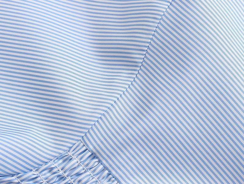 Fashion Blue Woven Button-down Lapel Shirt  Woven,Blouses