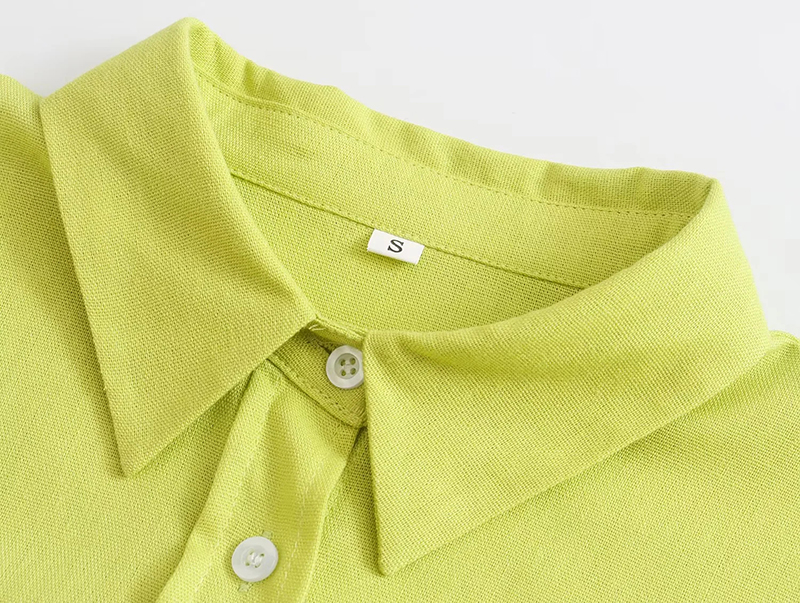Fashion Yellow Woven Button-down Lapel Shirt  Woven,Blouses