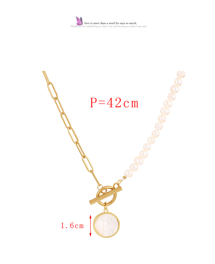 Fashion Gold Titanium Beaded Pearl Portrait Shell Ot Pendant Necklace,Necklaces