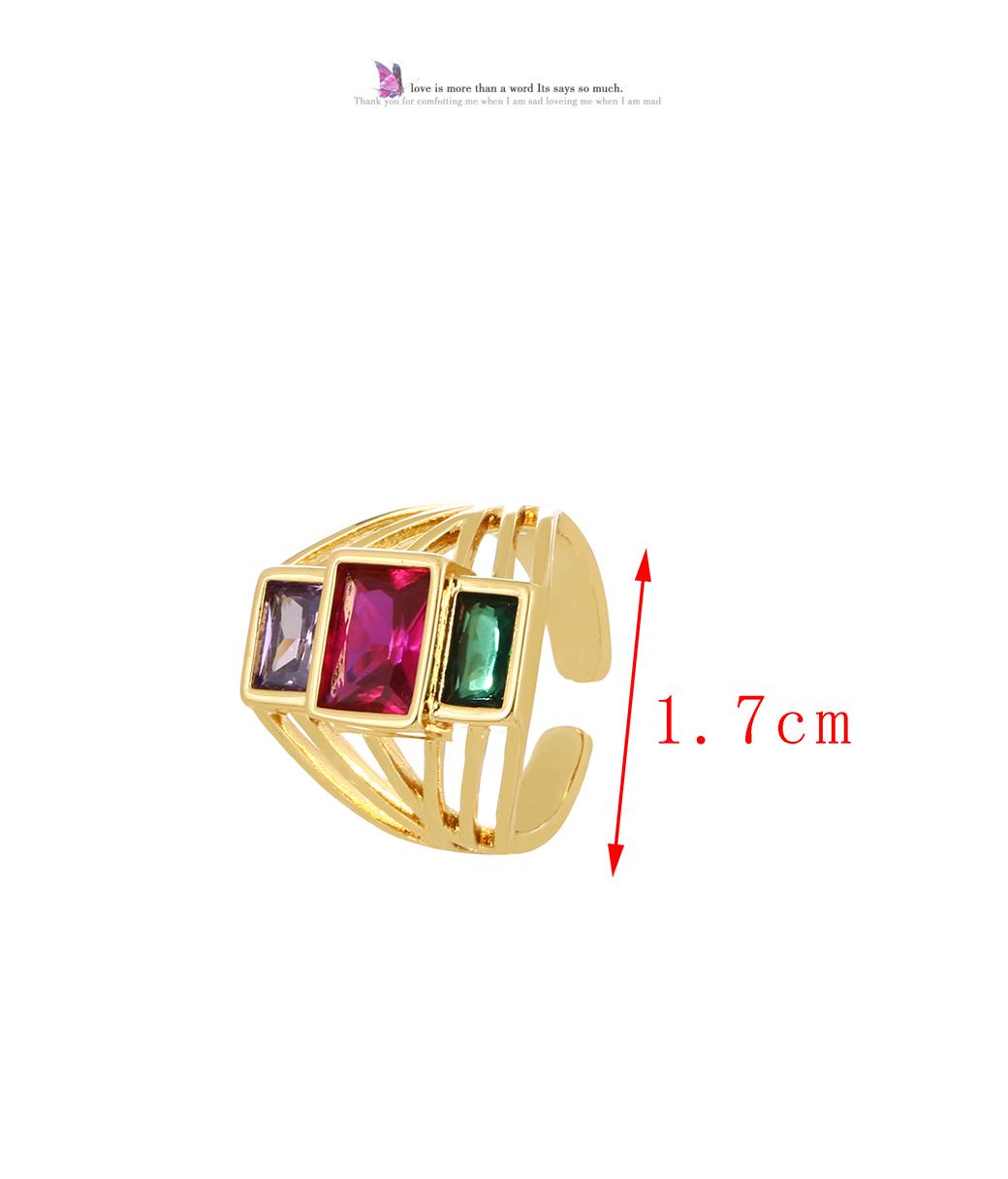 Fashion Color Copper Set Zircon Geometric Ring,Rings
