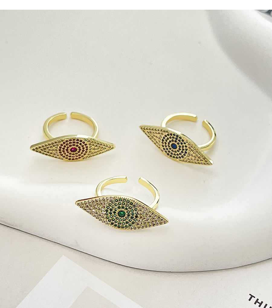 Fashion Dark Green Bronze Zircon Eye Ring,Rings