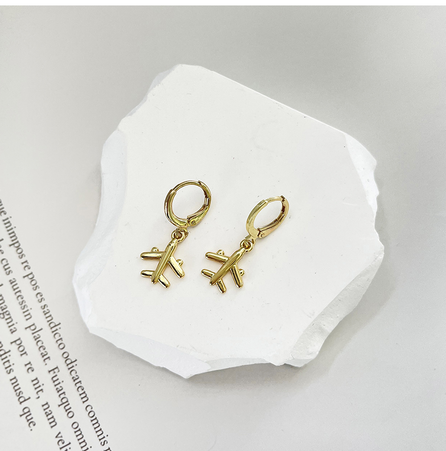 Fashion Gold-2 Copper Inlaid Zircon Crescent Earrings,Earrings
