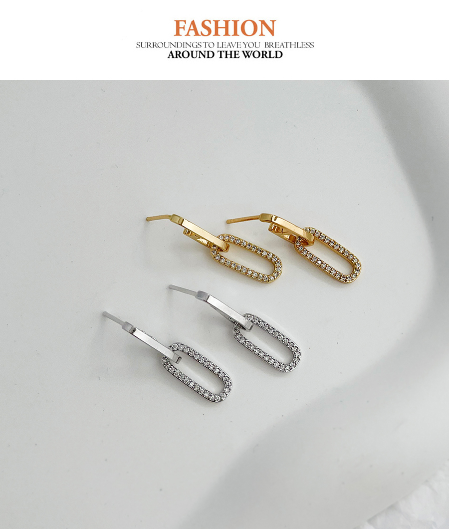 Fashion Gold Bronze Zircon Round Stud Earrings,Earrings