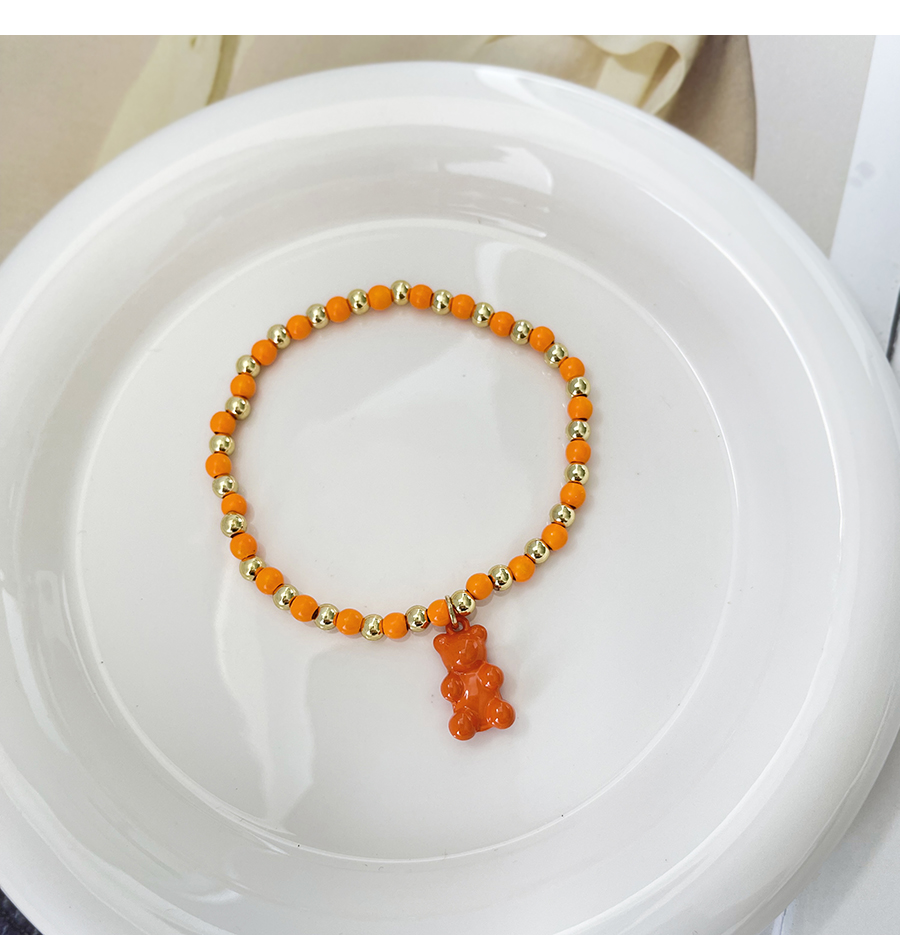 Fashion Orange Copper Drip Beaded Bear Pendant Bracelet,Bracelets