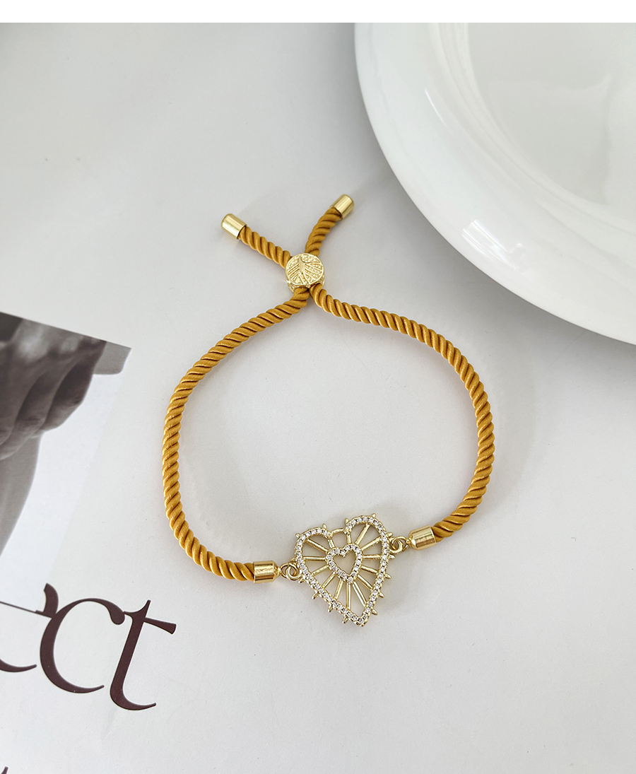 Fashion Gold-2 Bronze Zircon Heart Bracelet,Bracelets