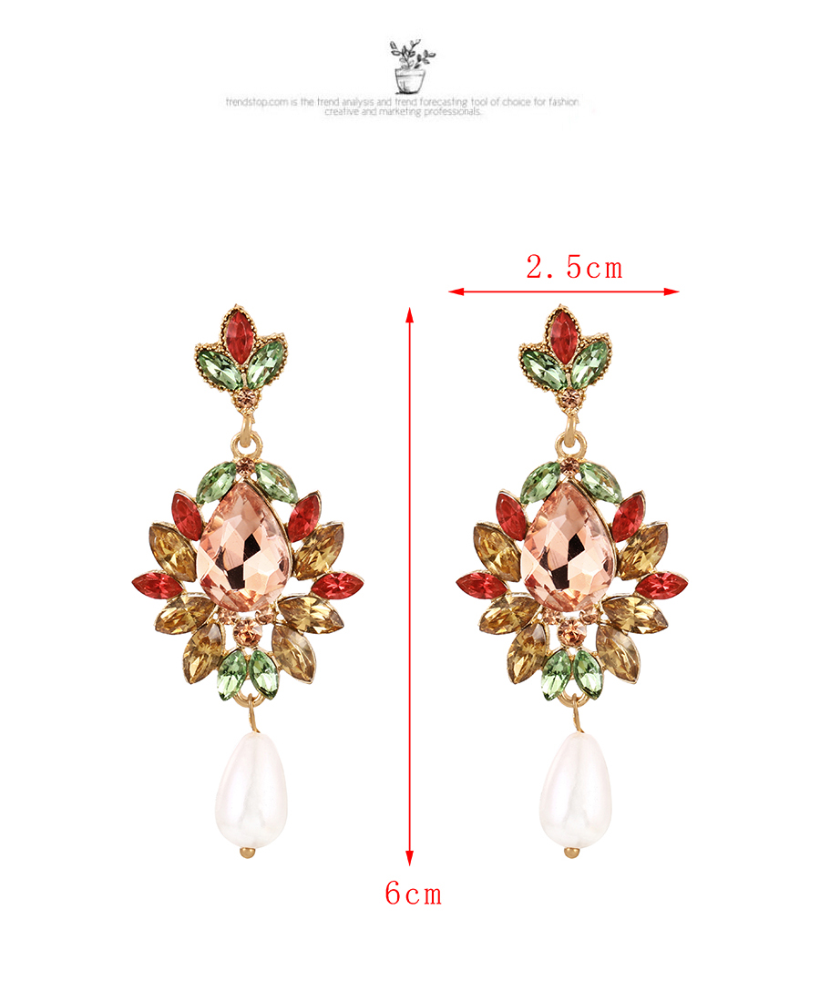 Fashion Color Alloy Diamond Pearl Drop Stud Earrings,Stud Earrings