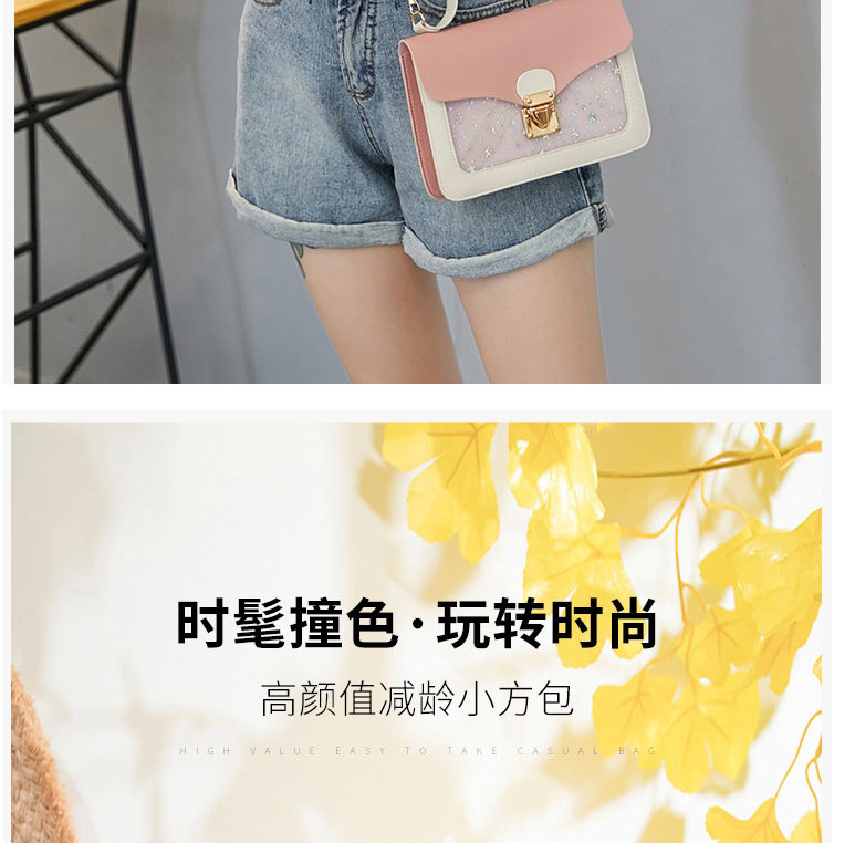 Fashion Light Grey Pu Star Print Lock Flap Crossbody Bag  Pu,Shoulder bags