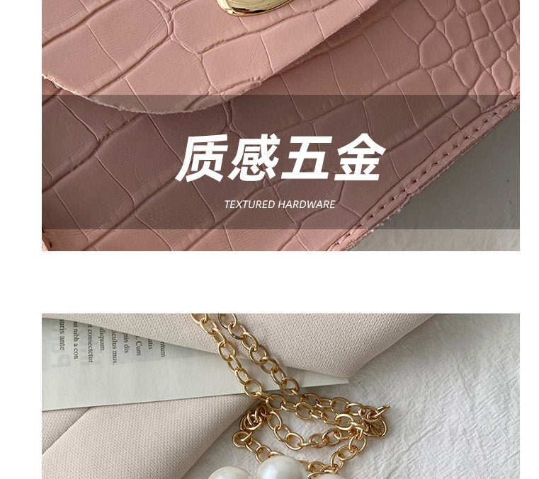 Fashion Brown Pearl Handle Crocodile Flap Crossbody Bag,Shoulder bags