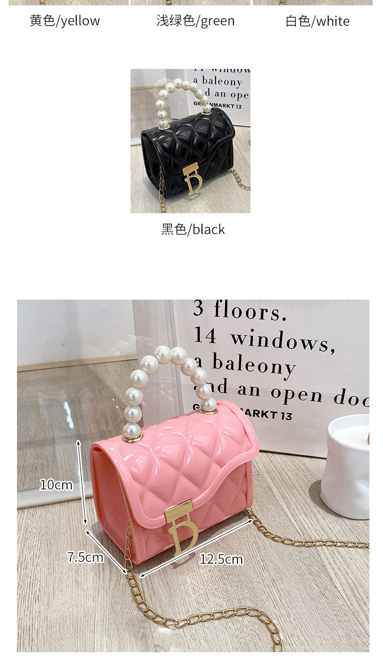 Fashion Black Pvc Diamond Flap Pearl Hand Messenger Bag,Shoulder bags
