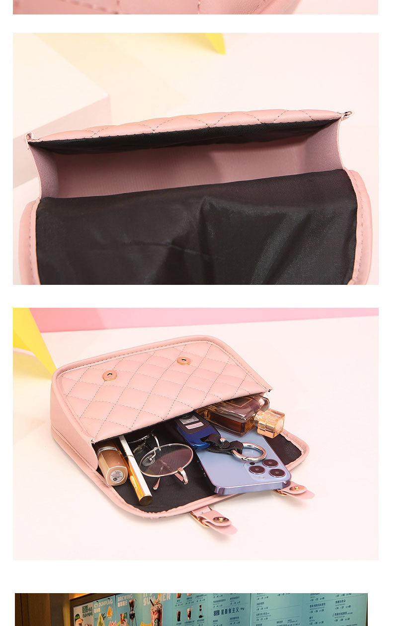 Fashion Pink Pu Diamond Belt Buckle Flap Crossbody Bag,Shoulder bags