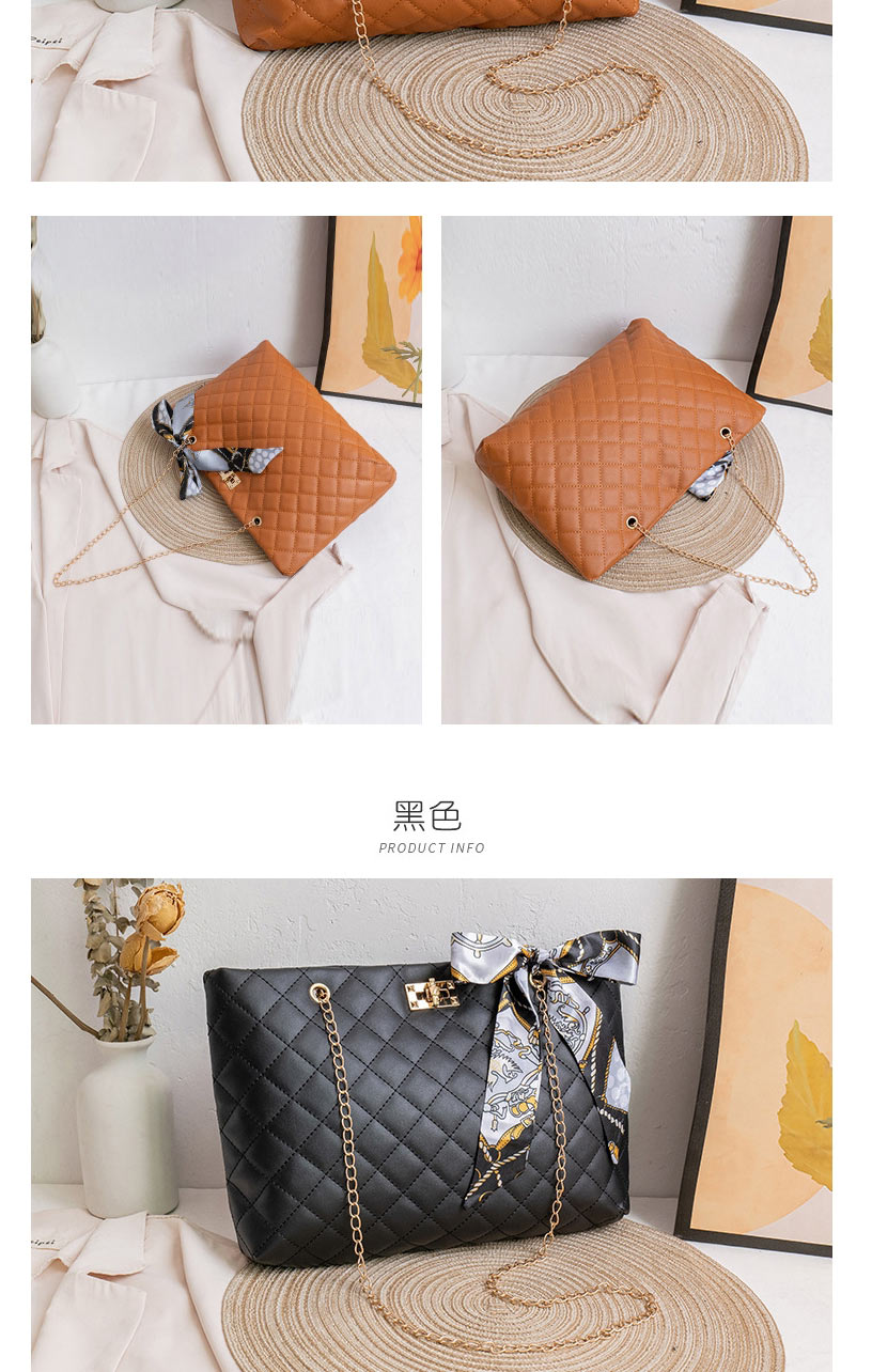 Fashion Brown Pu Rhombus Large-capacity Lock Diagonal Bag,Shoulder bags