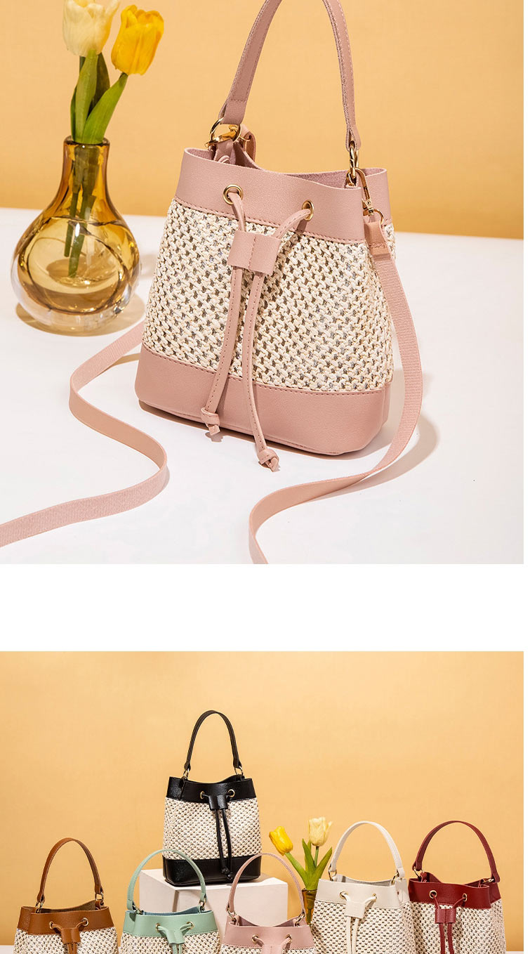 Fashion Pink Pu Large Capacity Drawstring Crossbody Bag,Shoulder bags