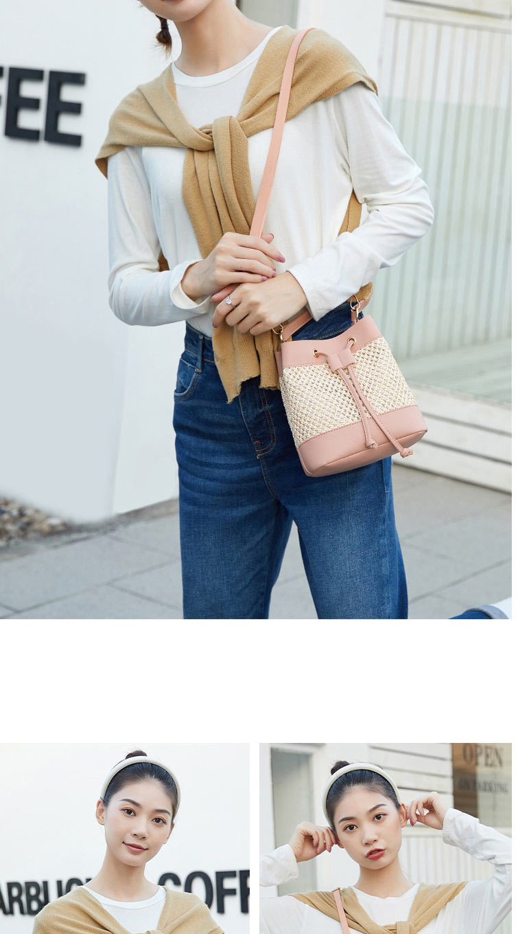 Fashion Pink Pu Large Capacity Drawstring Crossbody Bag,Shoulder bags