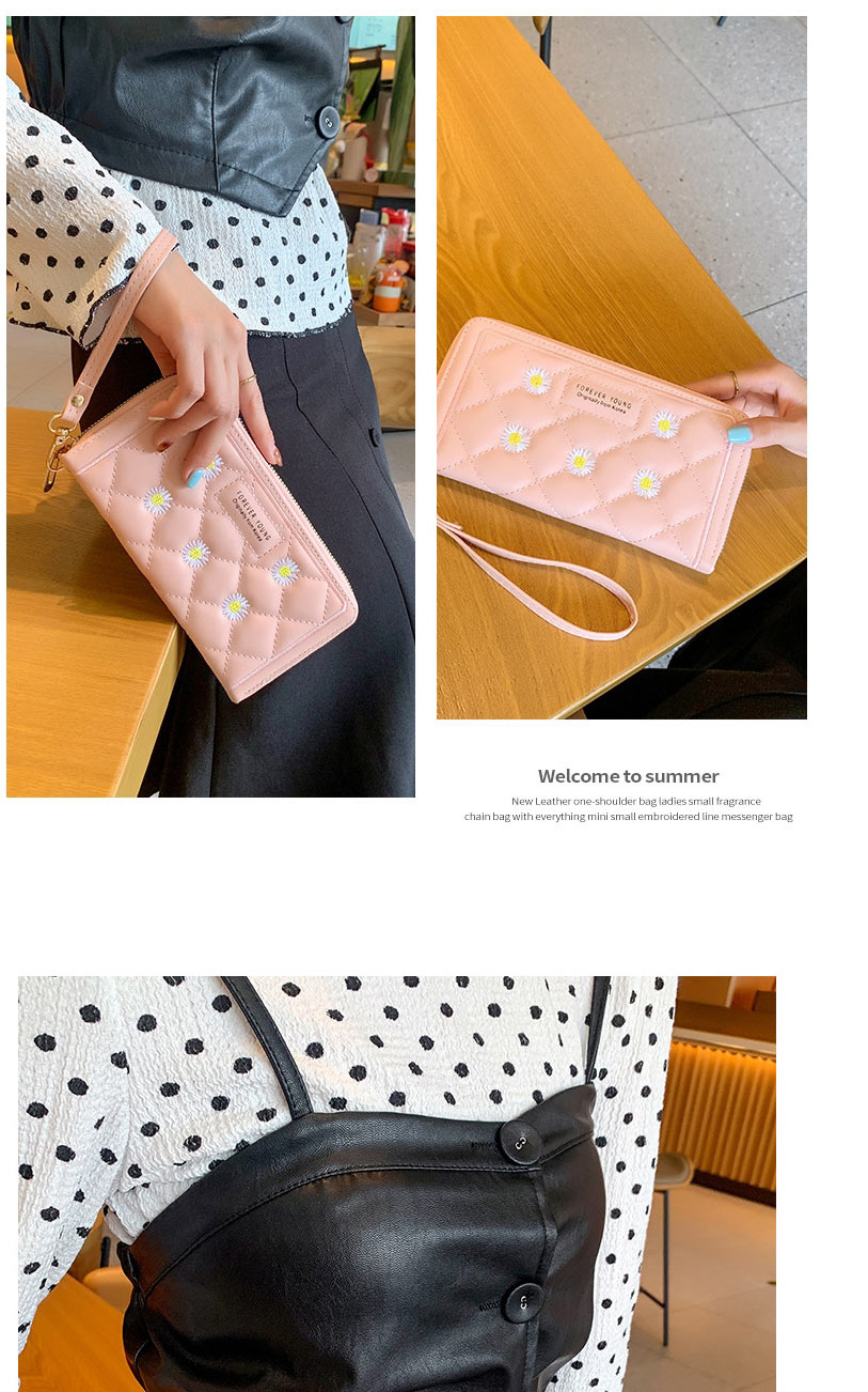 Fashion Love Black Pu Rhombus Letter Tri-fold Wallet,Wallet