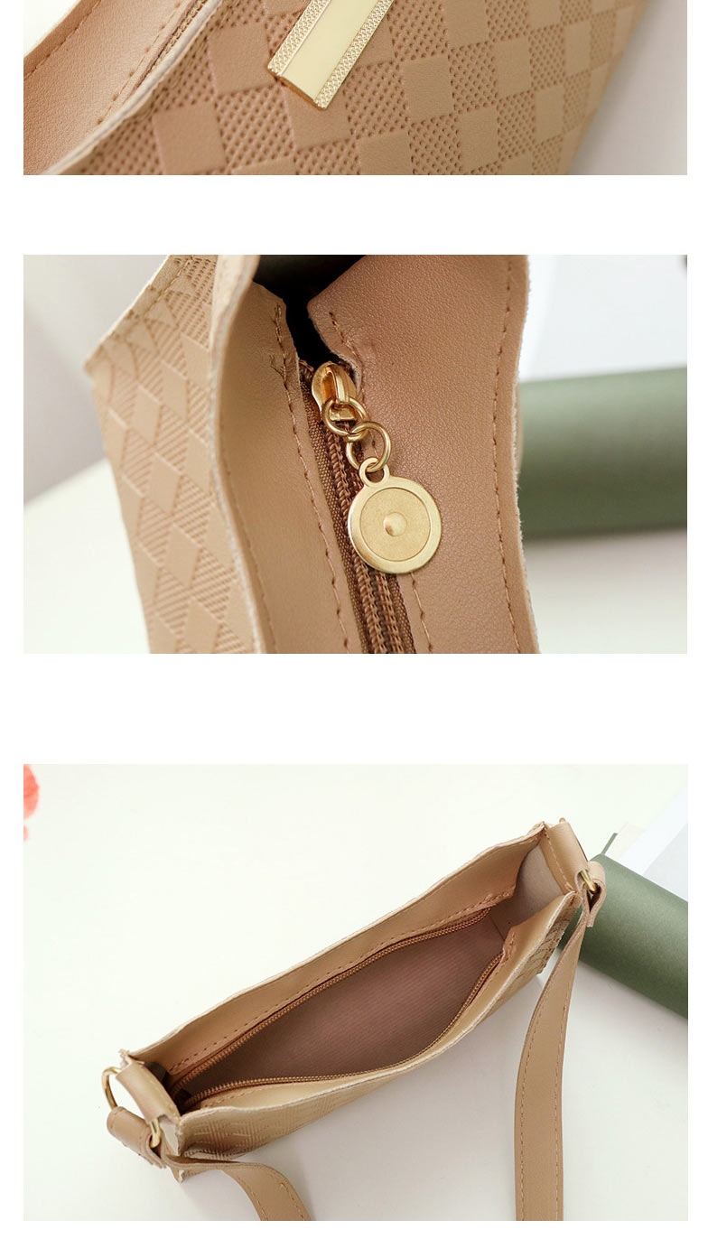 Fashion Brown Pu Lingge Large Capacity Shoulder Bag,Messenger bags