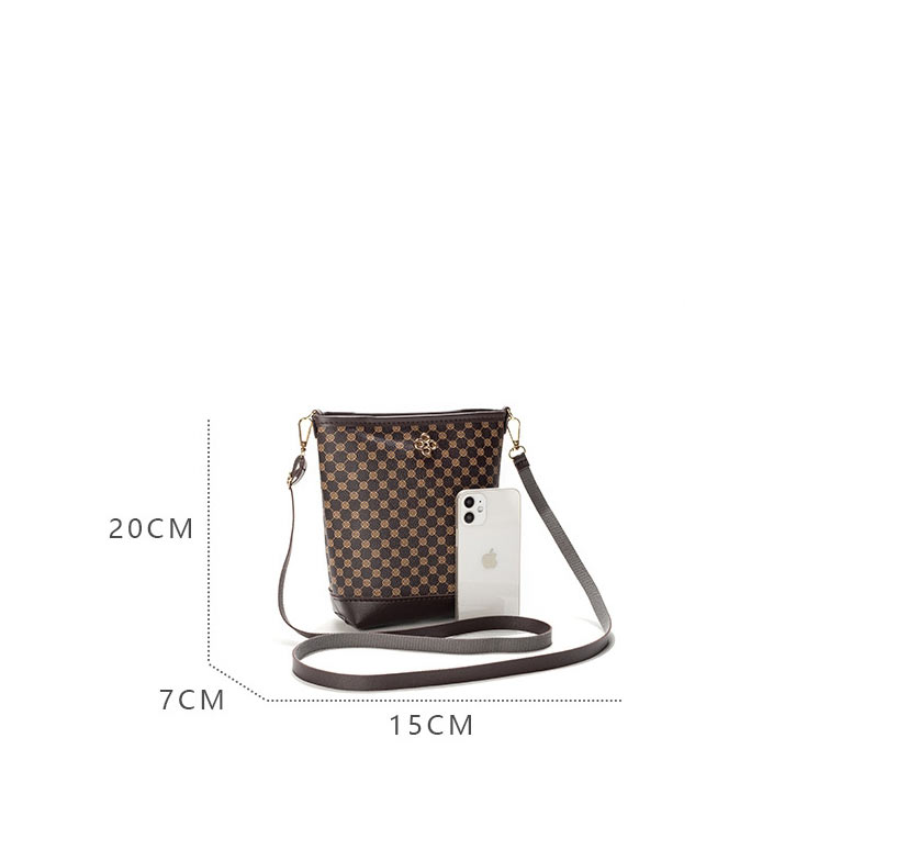 Fashion Light Brown Pu Print Large Capacity Crossbody Bag,Shoulder bags