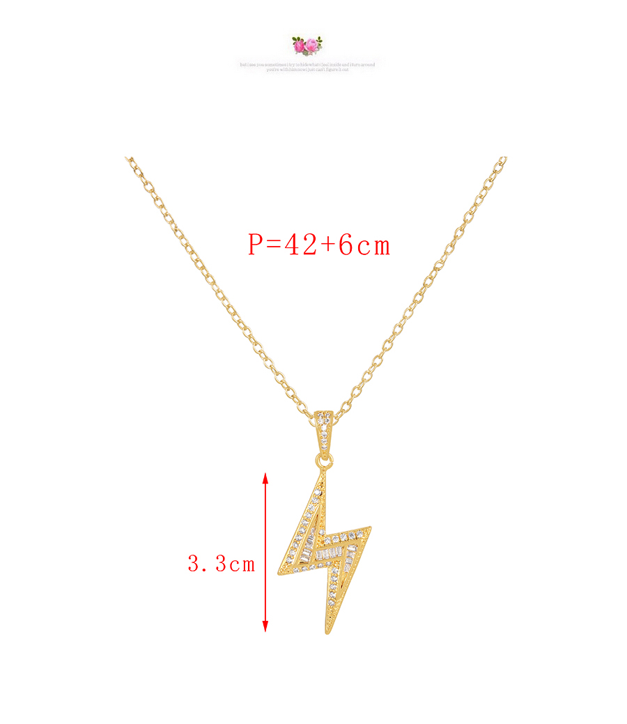 Fashion Silver Bronze Zircon Lightning Pendant Necklace,Necklaces