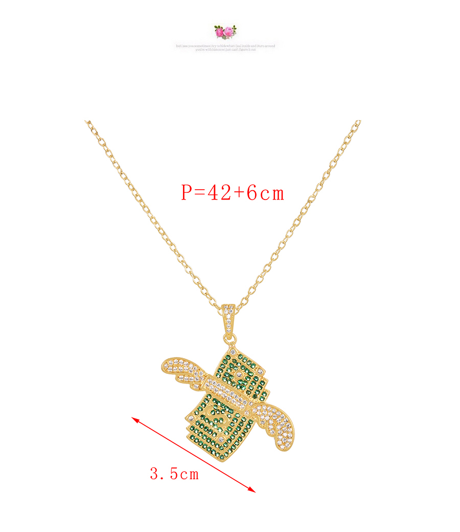 Fashion Gold-2 Bronze Zircon Crescent Pendant Necklace,Necklaces