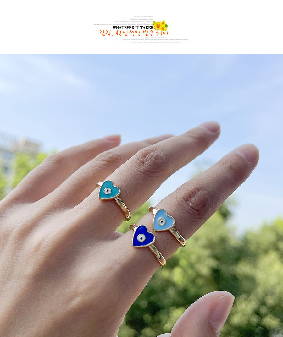 Fashion Light Blue Copper Drip Oil Love Eye Ring,Rings