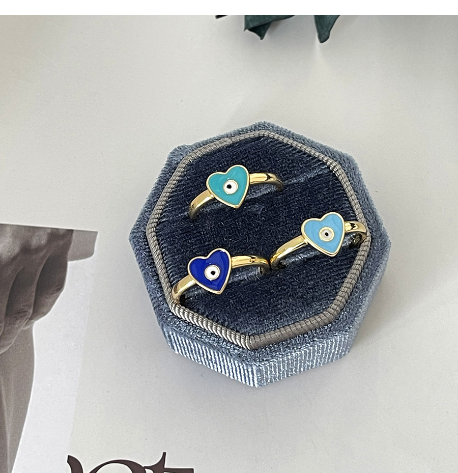 Fashion Navy Blue Copper Drip Oil Love Eye Ring,Rings
