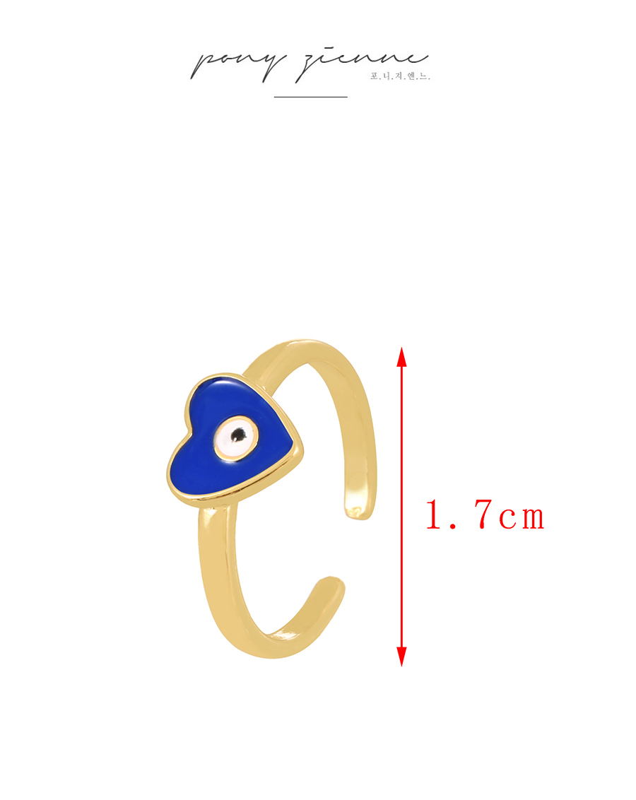 Fashion Navy Blue Copper Drip Oil Love Eye Ring,Rings