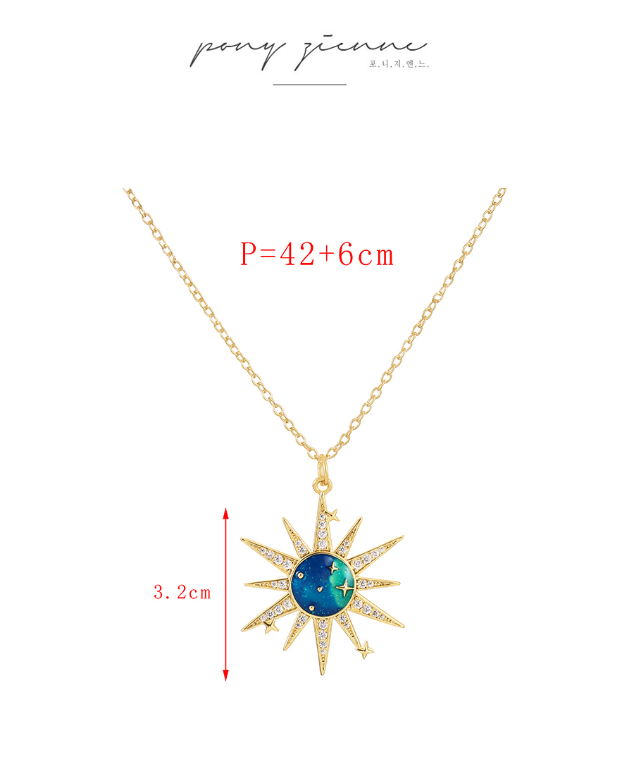 Fashion Gold-3 Bronze Zircon Drop Oil Star Pendant Necklace,Necklaces