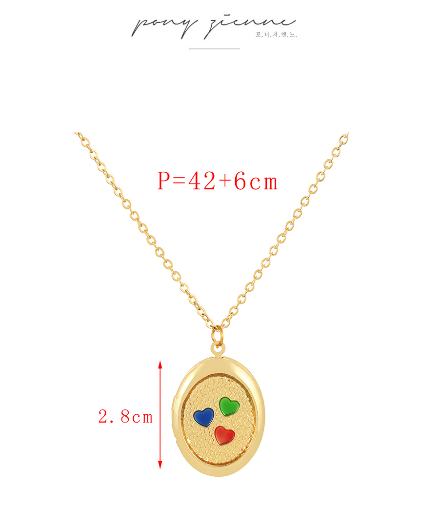 Fashion Color Copper Drip Oil Round Heart Flap Open Pendant Necklace,Necklaces