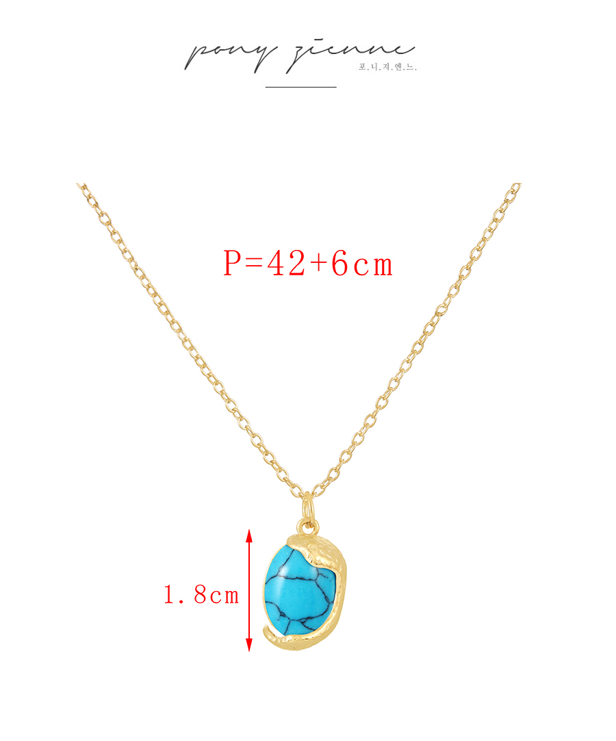 Fashion Blue Copper Geometric Natural Stone Pendant Necklace,Necklaces