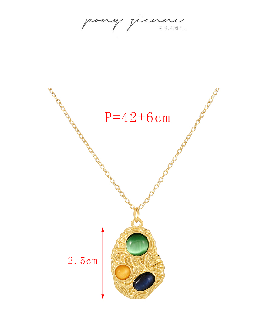 Fashion Color Copper Geometric Natural Stone Pendant Necklace,Necklaces
