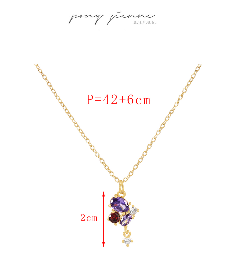 Fashion Gold-4 Bronze Zircon Geometric Pendant Necklace,Necklaces