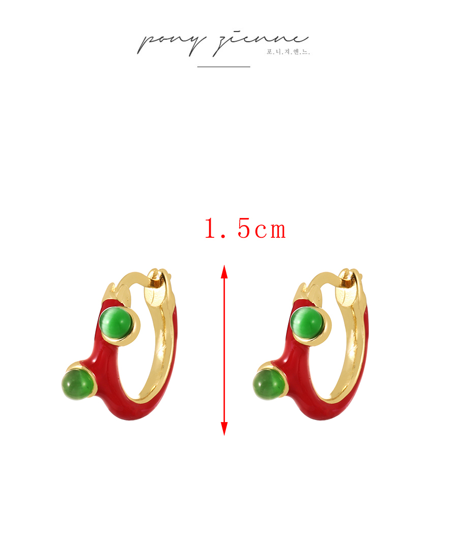 Fashion Red Copper Drop Oil Natural Stone Round Earrings,Earrings