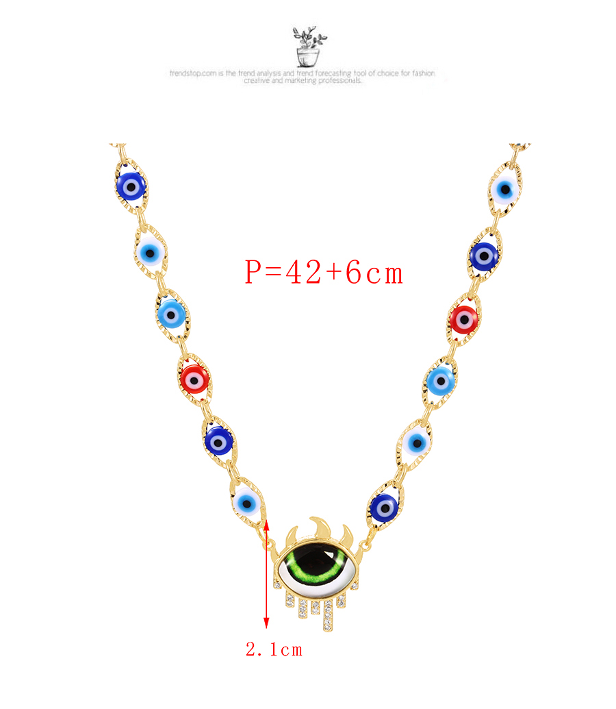 Fashion Color Bronze Zirconium Set Diamond Oil Eye Necklace,Necklaces