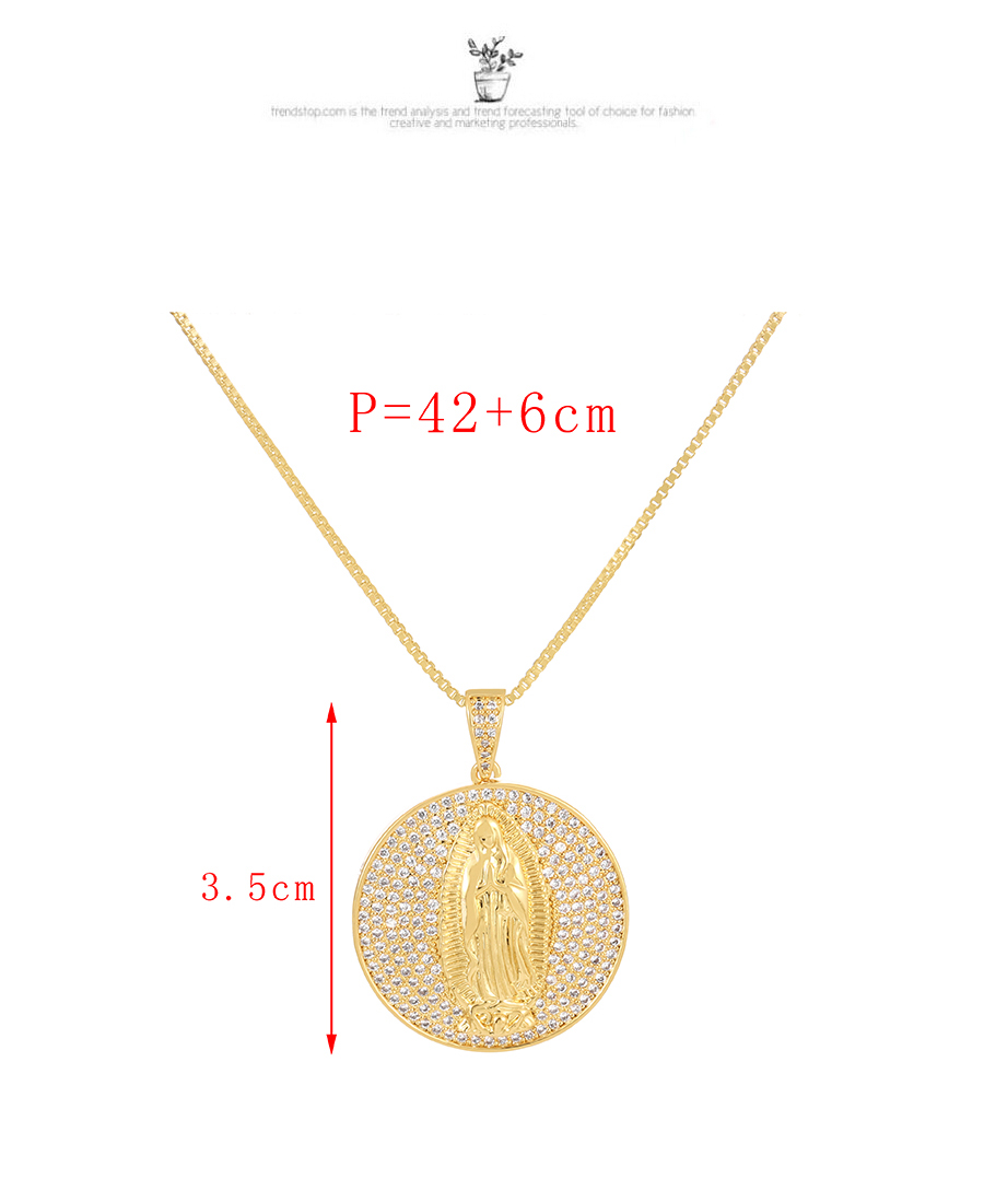 Fashion Gold-2 Bronze Zircon Portrait Pendant Necklace,Necklaces