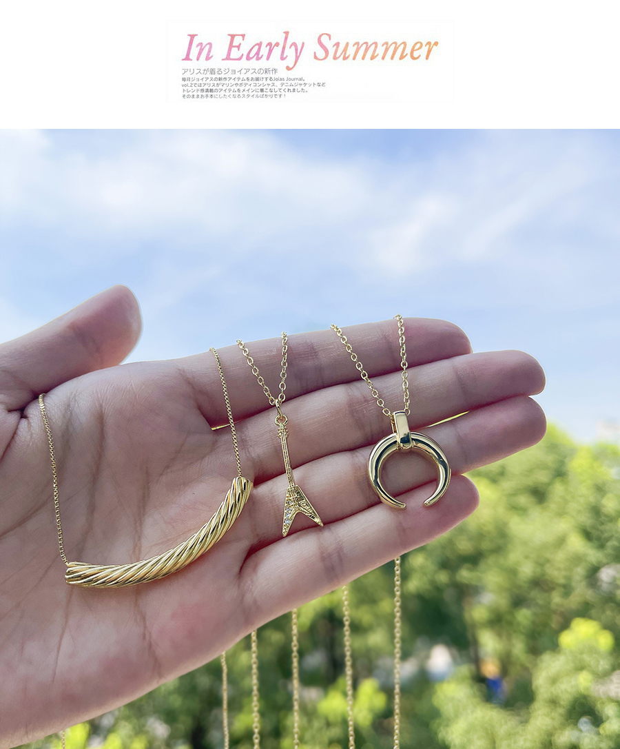 Fashion Gold-2 Copper Crescent Pendant Necklace,Necklaces