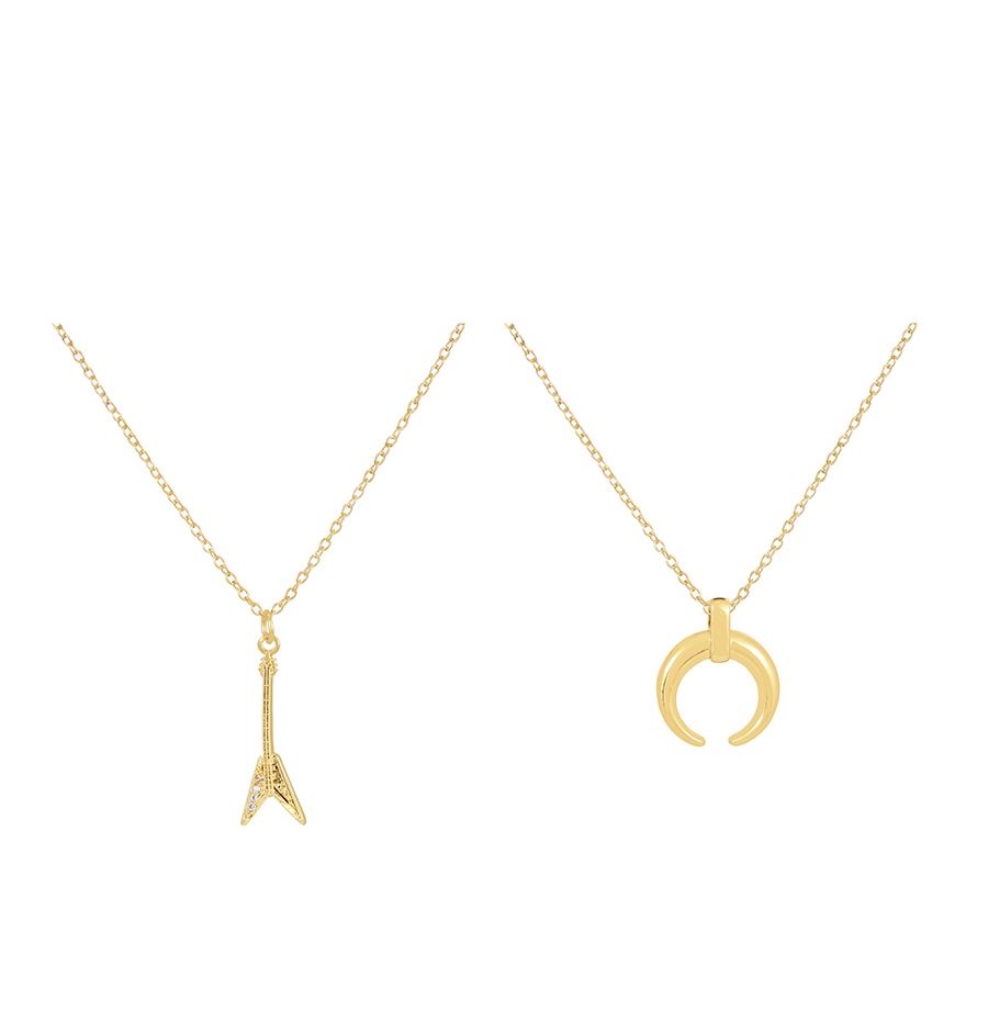 Fashion Gold-2 Copper Crescent Pendant Necklace,Necklaces