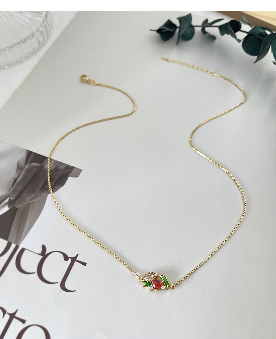 Fashion Gold-2 Copper Set Zircon Heart Pendant Pendant Necklace,Necklaces