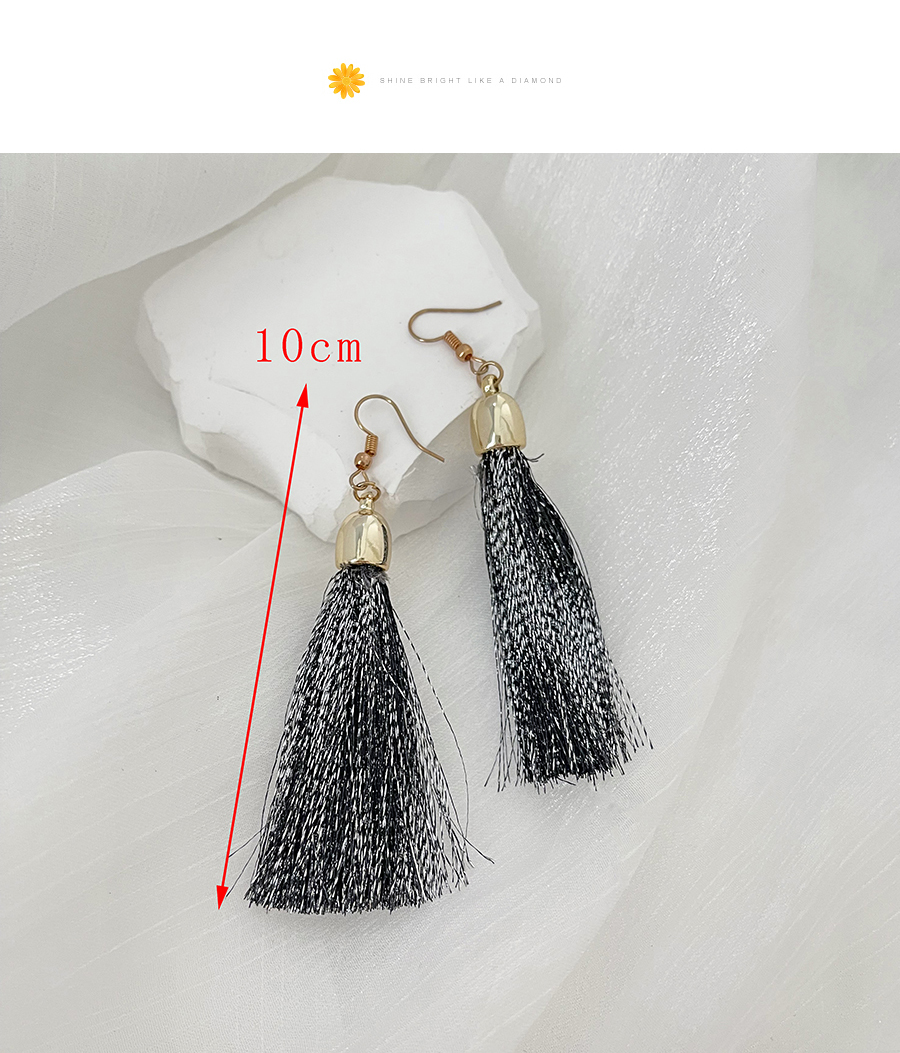 Fashion Black Alloy Cord Sequined Tassel Earrings (long),Drop Earrings