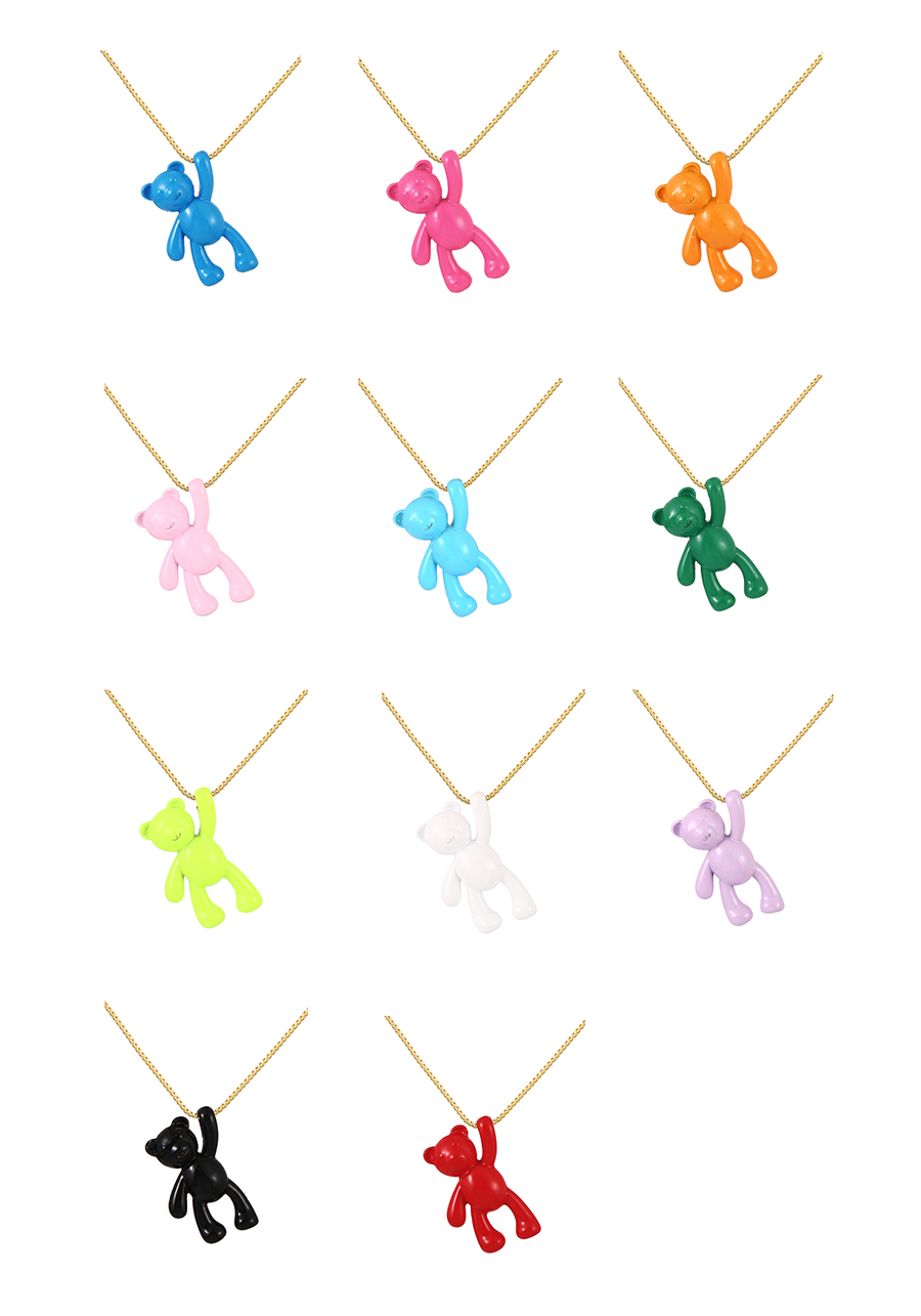 Fashion Pink Copper Drip Bear Pendant Necklace,Necklaces