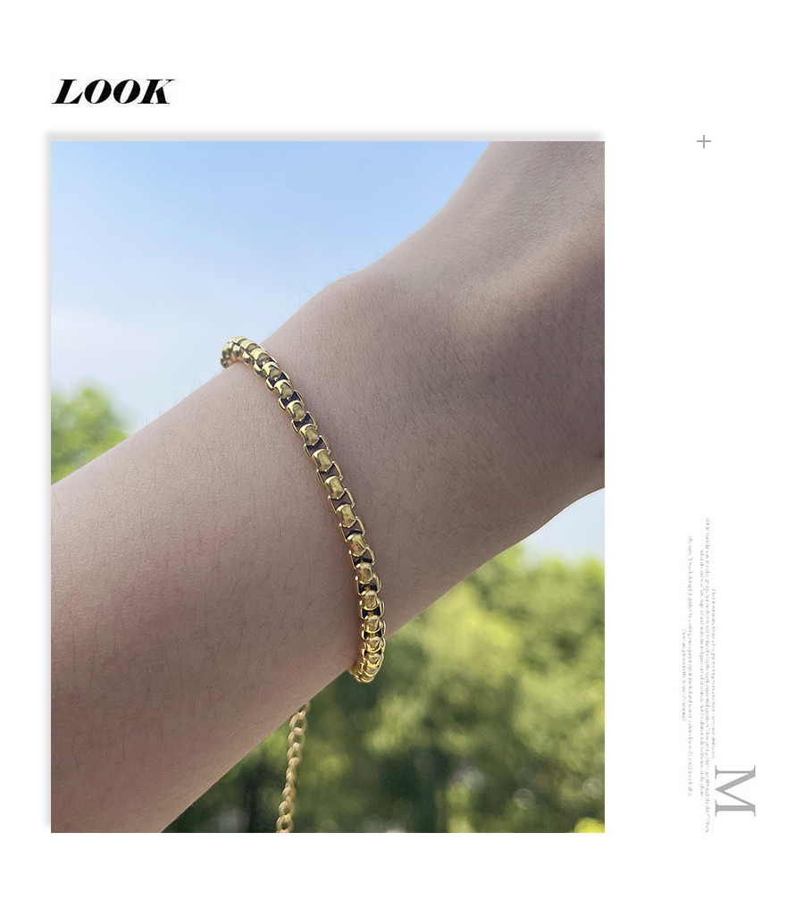 Fashion Gold-2 Titanium Steel Thick Chain Necklace (50cm),Necklaces
