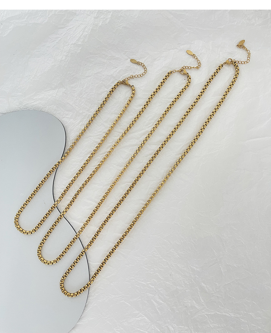 Fashion Gold-3 Titanium Steel Thick Chain Necklace (60cm),Necklaces