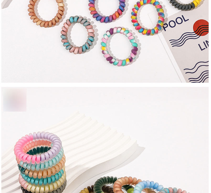 Fashion Matte Dark Pink Light Purple Color Matching Frosted Telephone Cord Hair Tie,Hair Ring