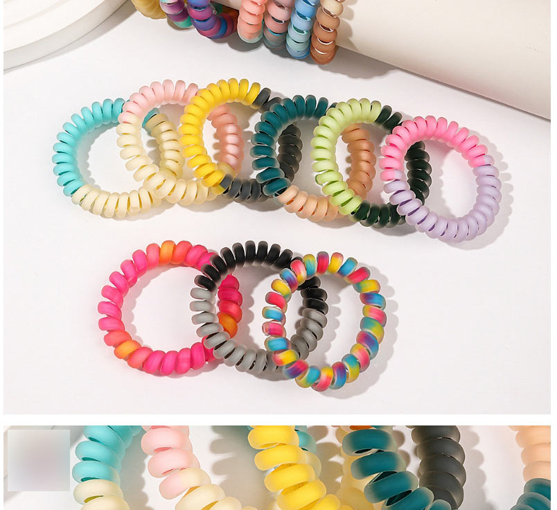 Fashion Matte Black Light Gray Color Matching Frosted Telephone Cord Hair Tie,Hair Ring