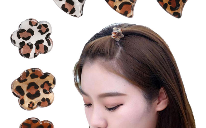 Fashion Love Light Leopard Leopard Print Heart Gripper In Acetate,Hair Claws