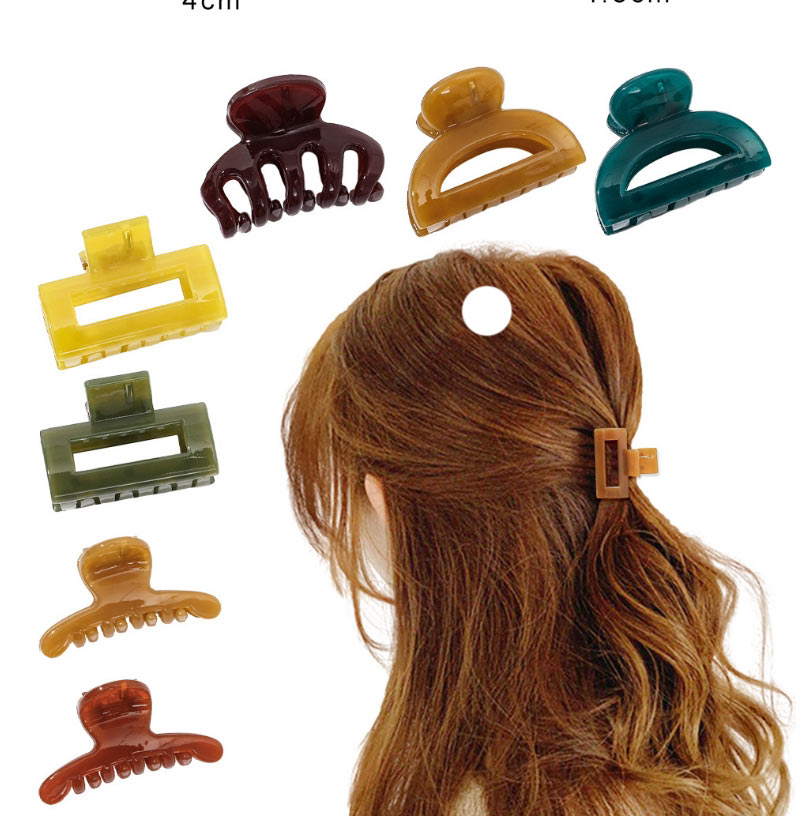 Fashion One Word Grass Yellow Resin One Word Gripper Set,Hair Claws