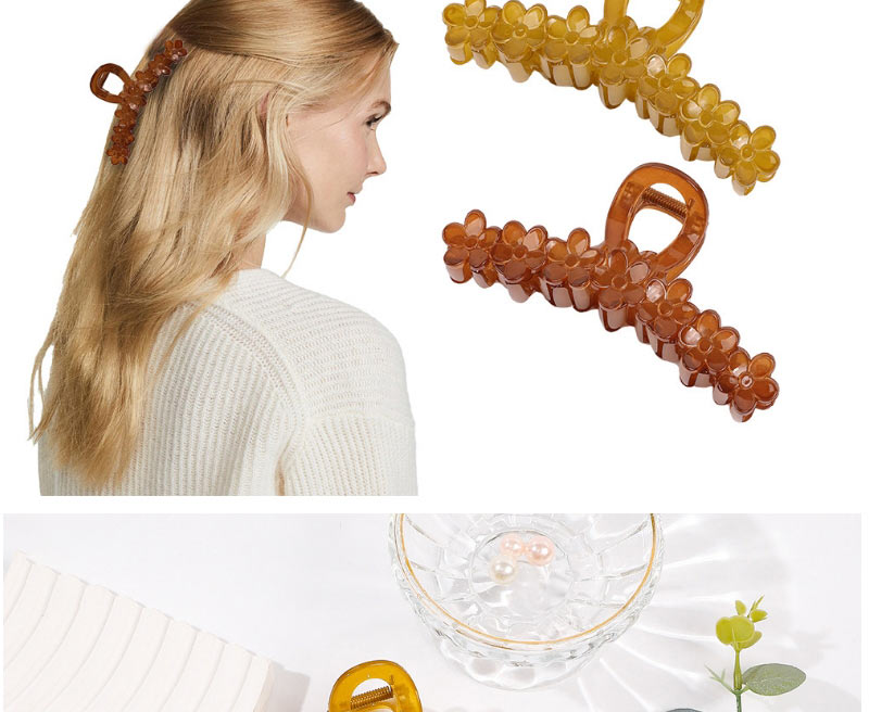 Fashion Jelly Coffee Resin Flower Grab Clip,Hair Claws