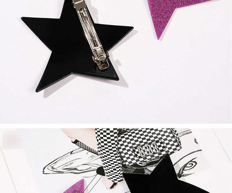 Fashion Pure Black Plastic Pentagram Hair Clip,Hairpins